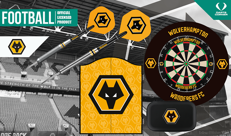 FOCO Wolverhampton Wanderers Football Club Wolves FC - Set di freccette in acciaio al 90% tungsteno, nero, giallo (D1424
