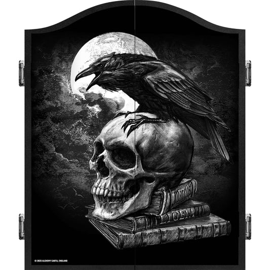 Alchemy Dartboard Cabinet - Official Licensed - Professional Design - Black - Raven Skull