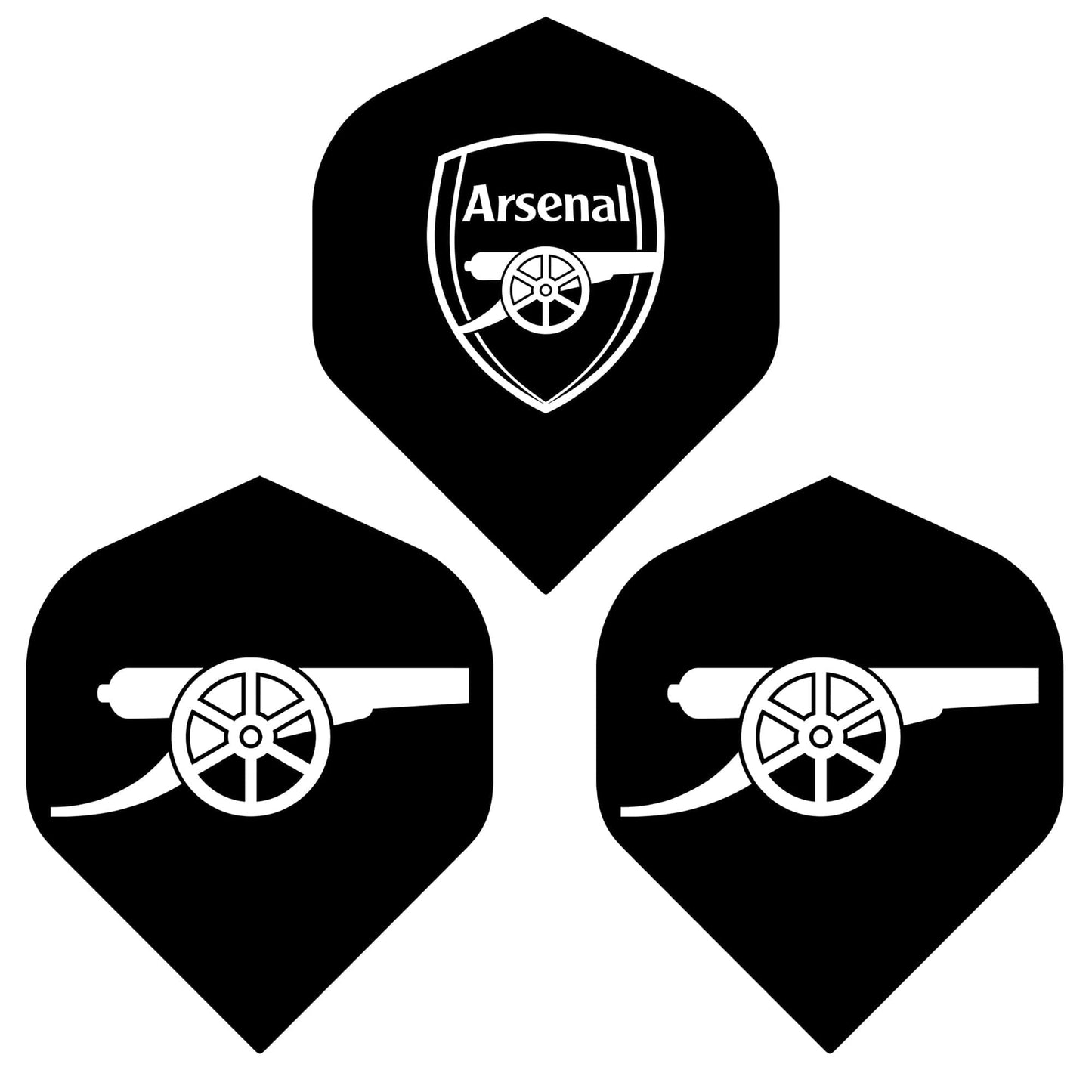 Arsenal FC Dart Flights - Official Licensed - No2 - Std - The Gunners - F2 - Black - 2 Sided Mono