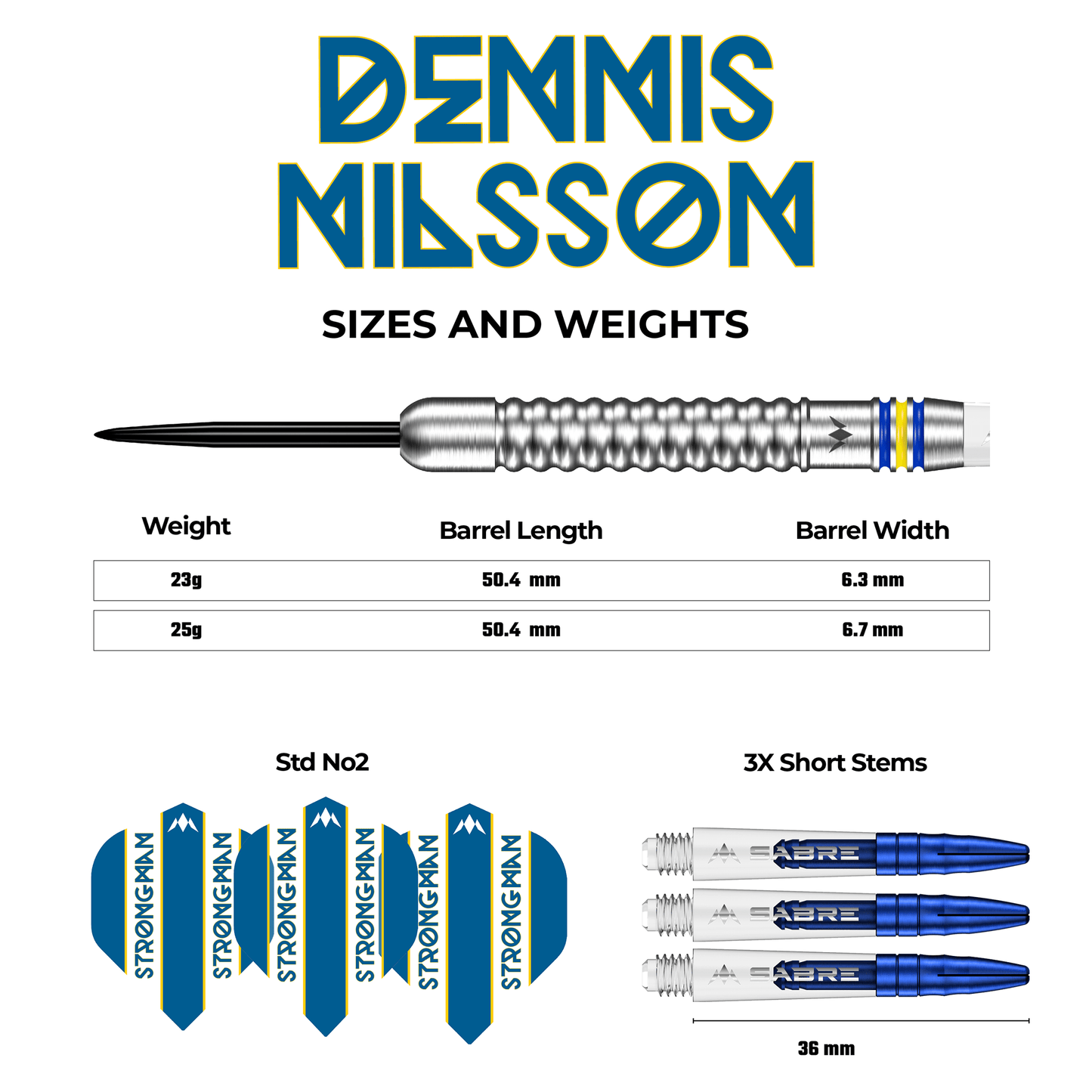 Mission Dennis Nilsson Darts - Steel Tip - 95% Tungsten - Silver