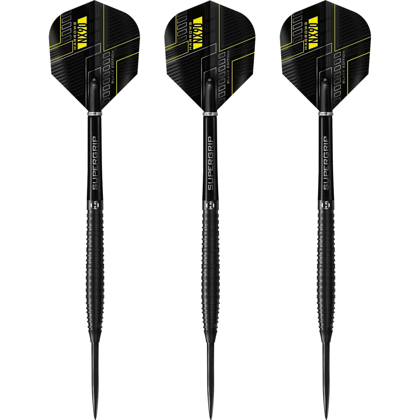 Harrows NX90 Black Darts - Steel Tip - Ringed