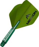 Mission Logo Matt Dart Flights Combo With Griplock Shafts Green / Short