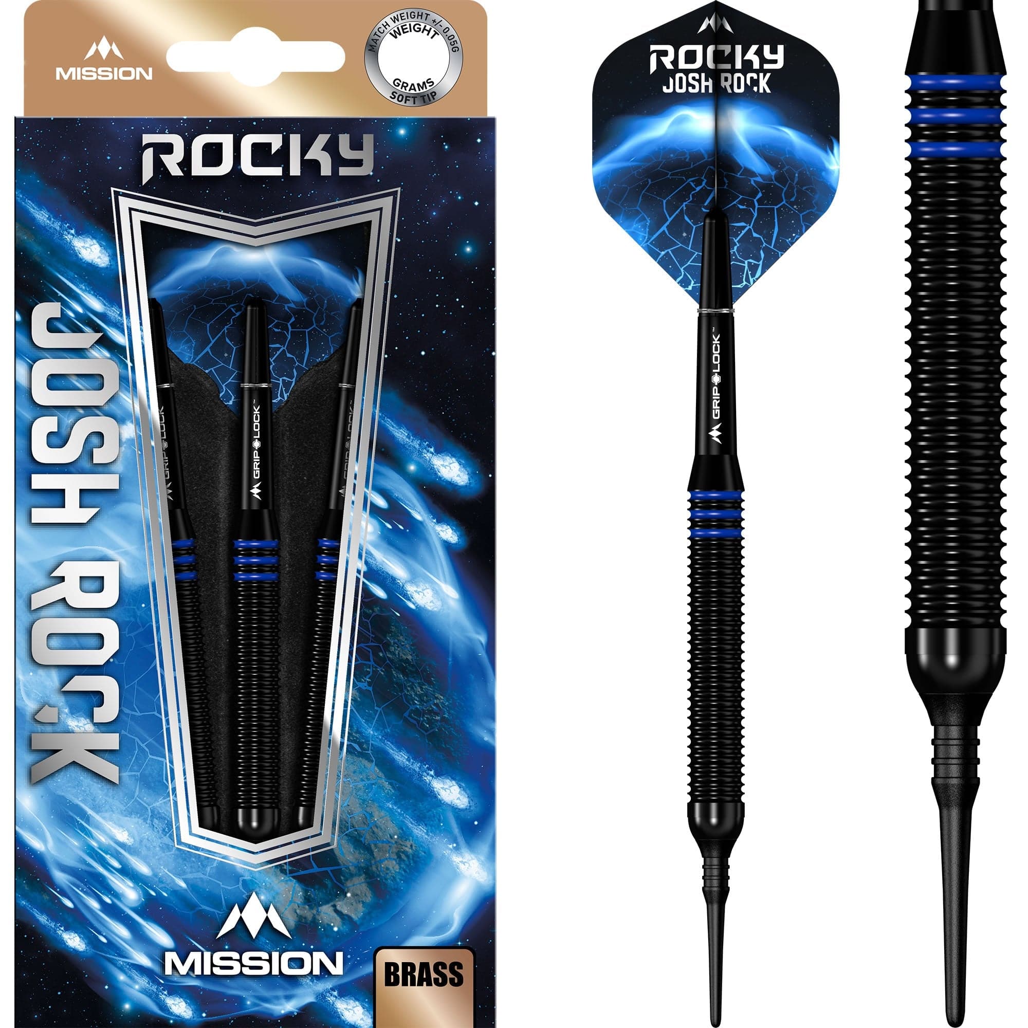 ダーツ MISSION DARTS Josh Rock 2BA 18g Mission Josh Rock Darts v2 - Soft Tip - 95% - Rocky - Silver