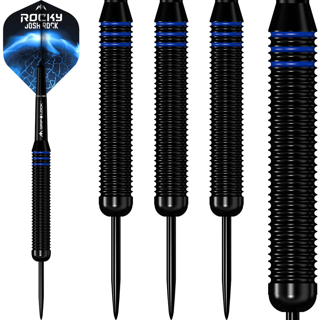 *Mission Josh Rock Darts - Steel Tip - Brass - Rocky - Black & Blue 22g