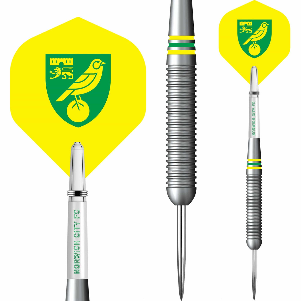 Norwich City FC - Official Licensed - The Canaries - Steel Tip Darts - Brass - 22g