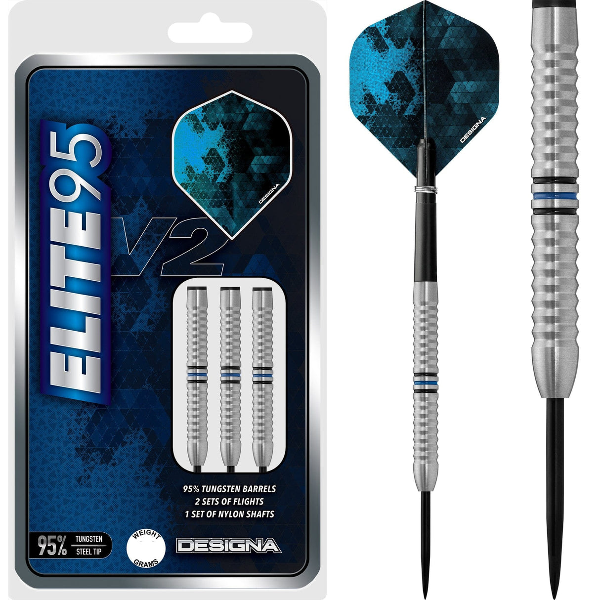 Designa Elite 95 V2 Darts - Steel Tip - M3 22g