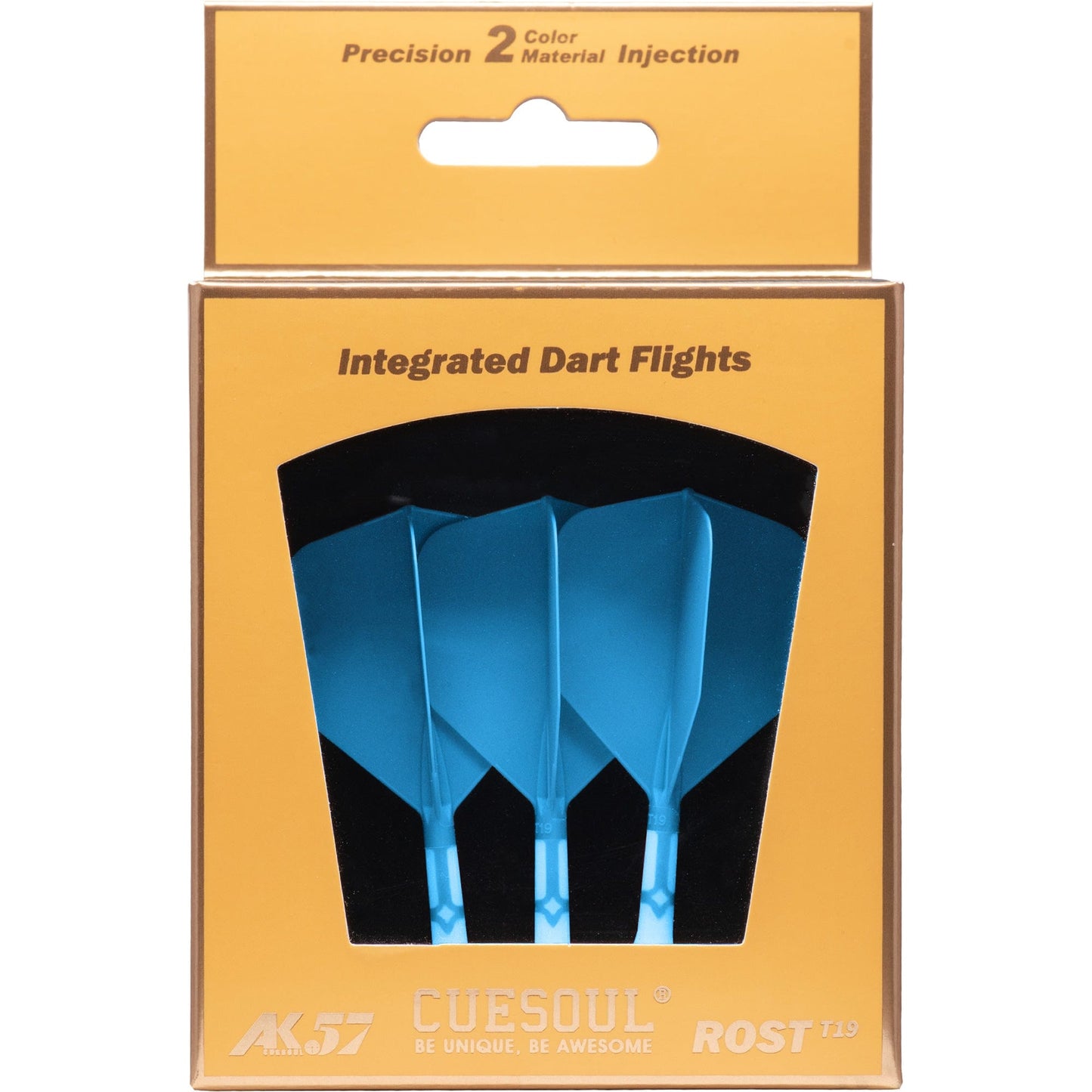 Cuesoul Rost T19 Integrated Dart Shaft and Flights - Big Wing - White with Blue Flight
