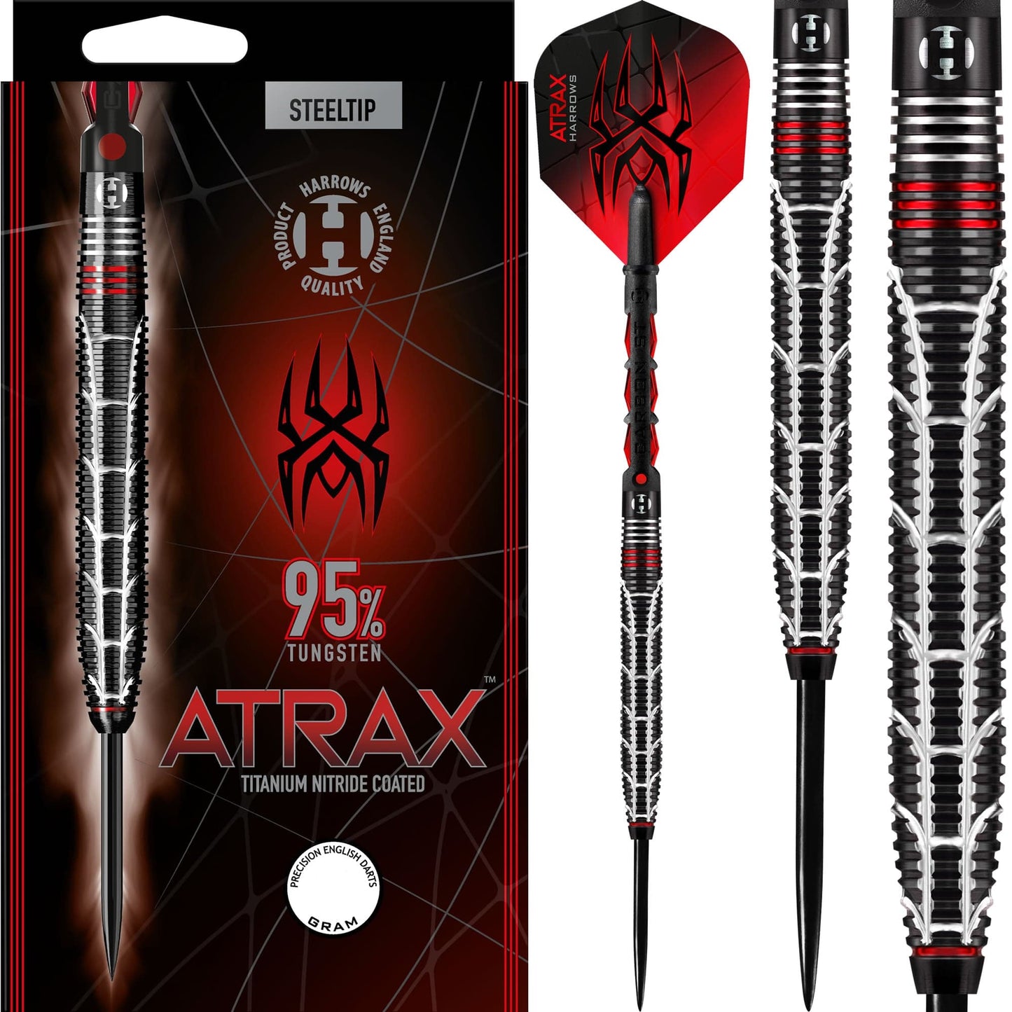 Harrows Atrax Darts - Steel Tip - 95% - Black Titanium