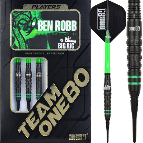 One80 Ben Robb V2 Darts - Soft Tip - Big Rig - Black 18g