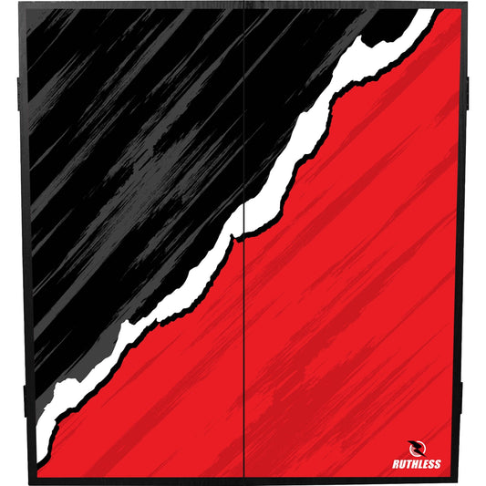 Ruthless Dartboard Cabinet - Square Design - RipTorn - Black & Red
