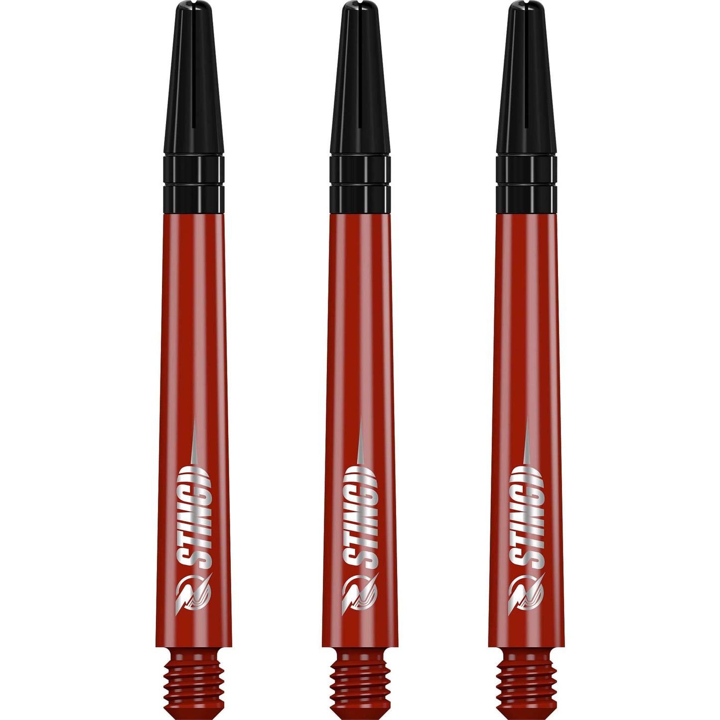 Ruthless Sting Dart Shafts - Polycarbonate - Solid Red - Black Top Medium