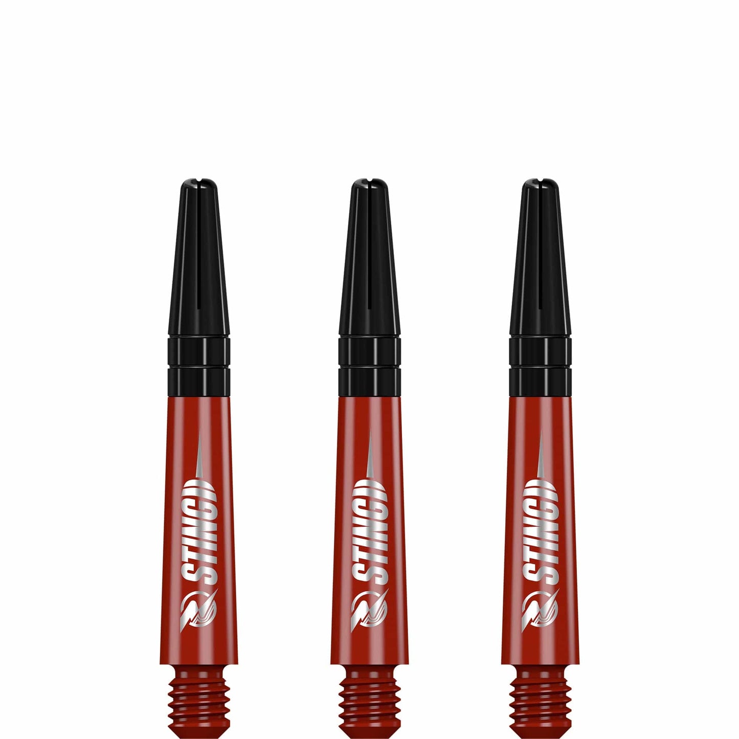 Ruthless Sting Dart Shafts - Polycarbonate - Solid Red - Black Top Short