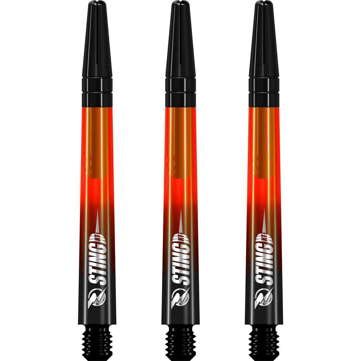 Ruthless Sting XT Dart Shafts - Polycarbonate - Gradient Black & Orange - Black Top Medium