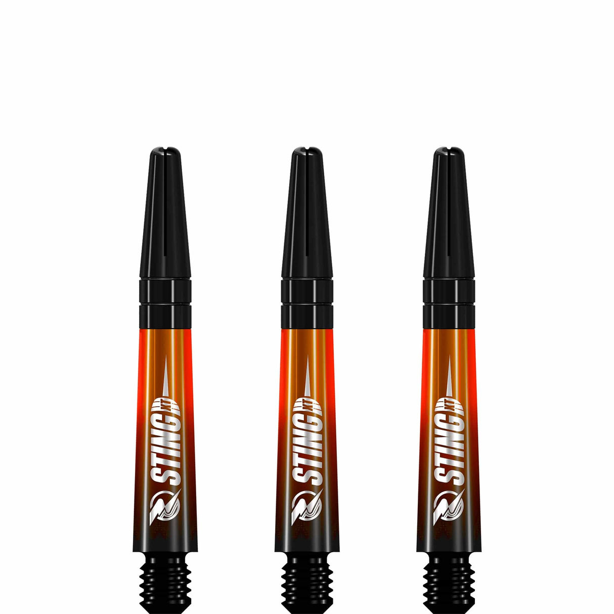 Ruthless Sting XT Dart Shafts - Polycarbonate - Gradient Black & Orange - Black Top Short