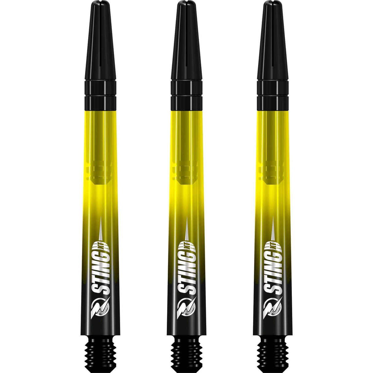 Ruthless Sting XT Dart Shafts - Polycarbonate - Gradient Black & Yellow - Black Top Medium