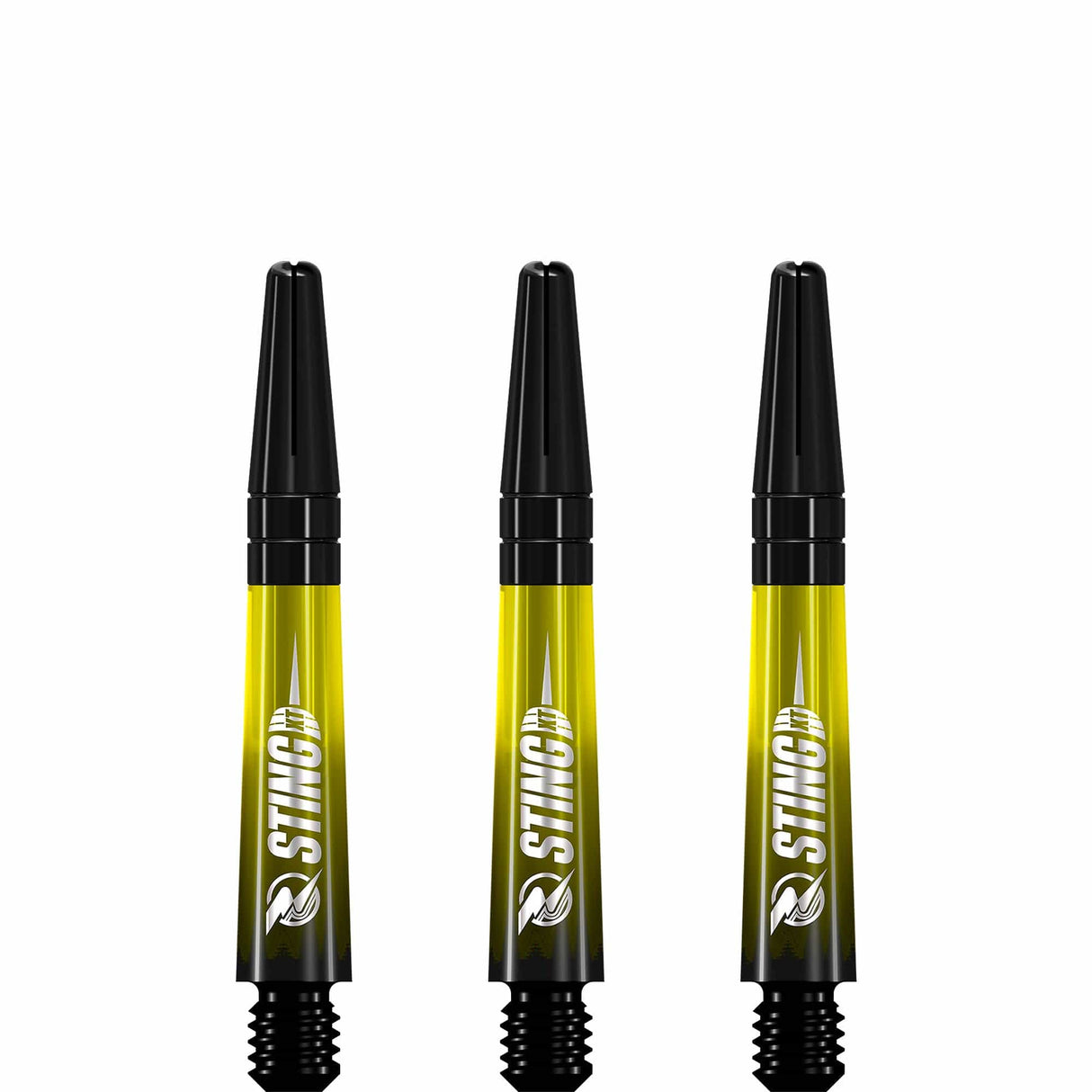 Ruthless Sting XT Dart Shafts - Polycarbonate - Gradient Black & Yellow - Black Top Short