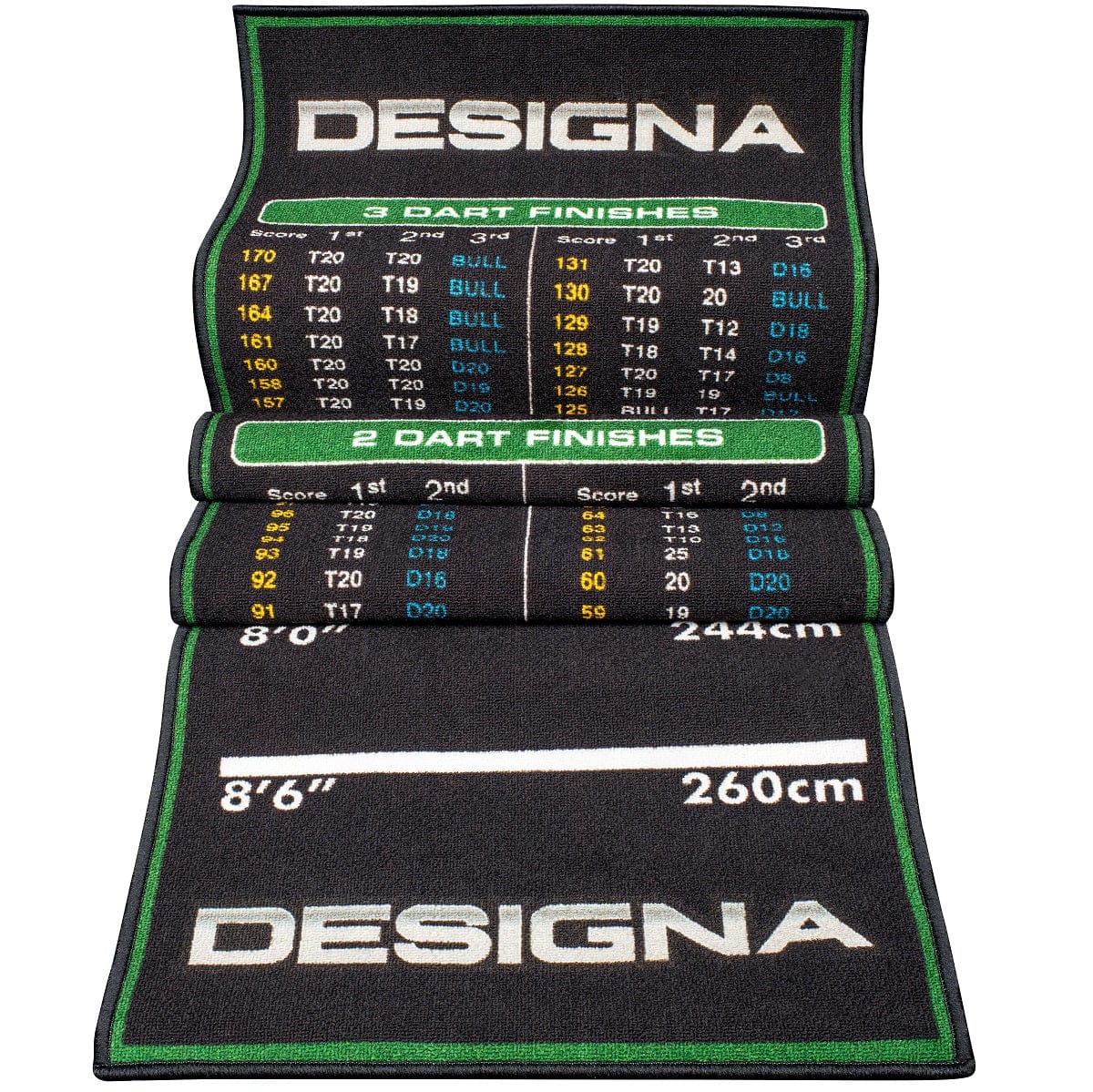 Designa Checkouts Carpet Mat - Non Slip Back - 290cm X 80cm Green