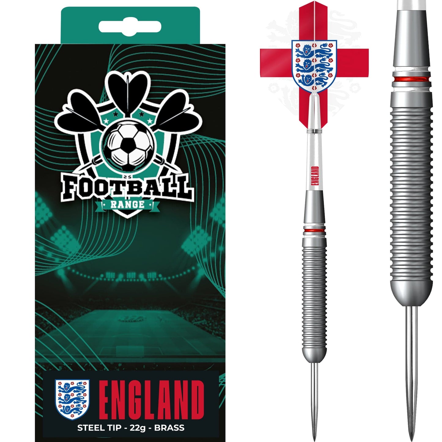 England Football Darts - Steel Tip Brass - Official Licensed - Logo - 22g