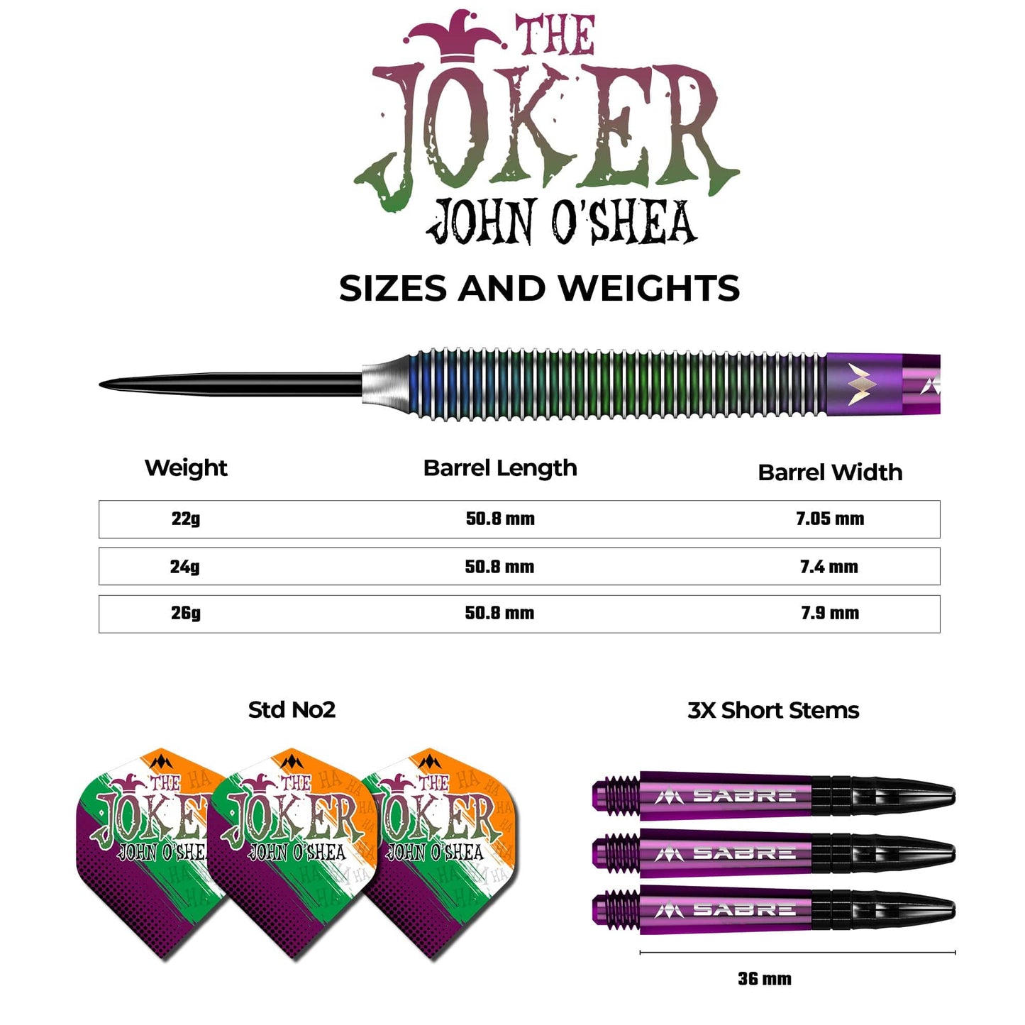 Mission John O Shea Darts - Steel Tip - The Joker - Coral