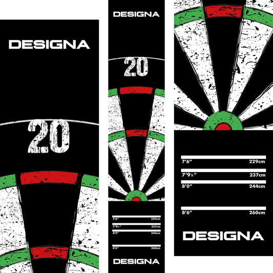 Designa Dartboard 20 Carpet Mat - Non Slip Back - 290cm X 60cm