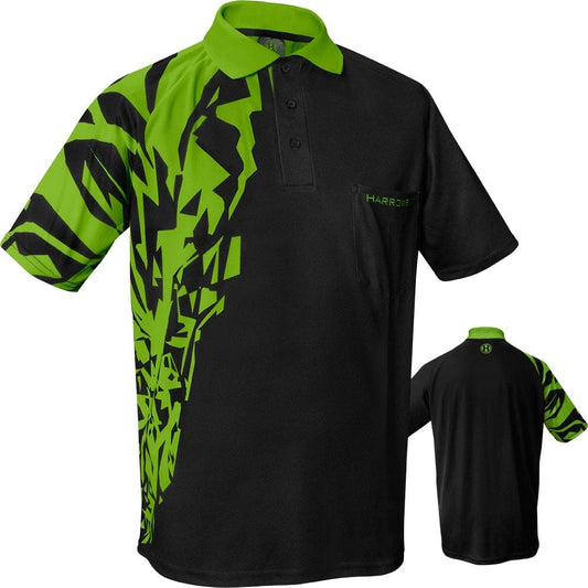 *Harrows Rapide Dart Shirt - with Pocket - Black & Green 2XL