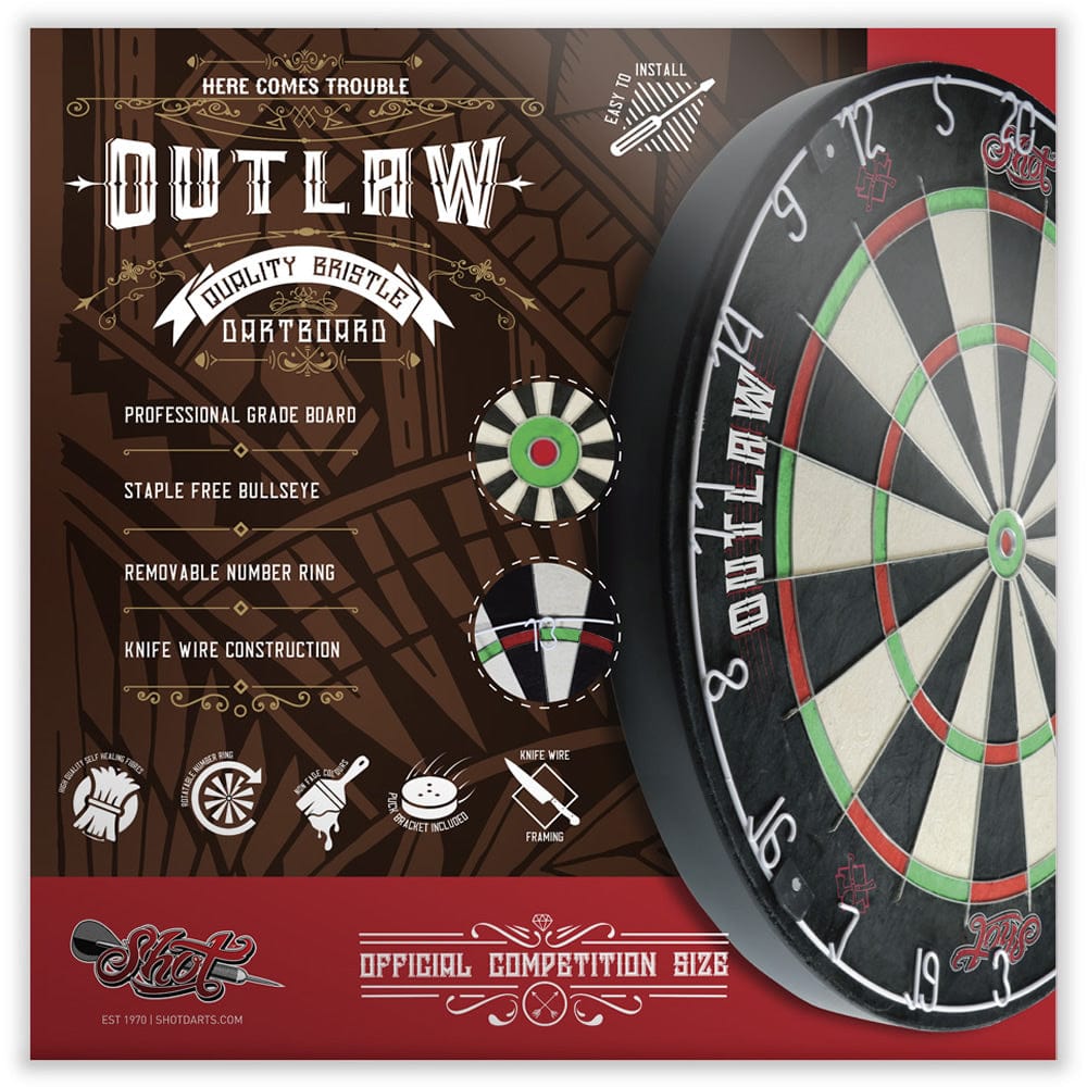 Shot Outlaw Dartboard - Quality Sisal - Tournament Size