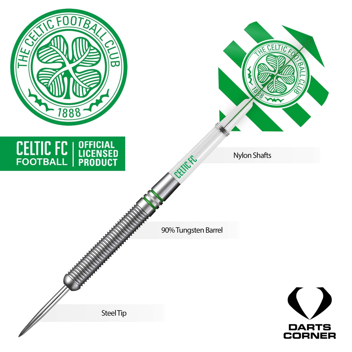 Celtic FC Darts - Steel Tip Tungsten - Official Licensed - Celtic - 24g 24g