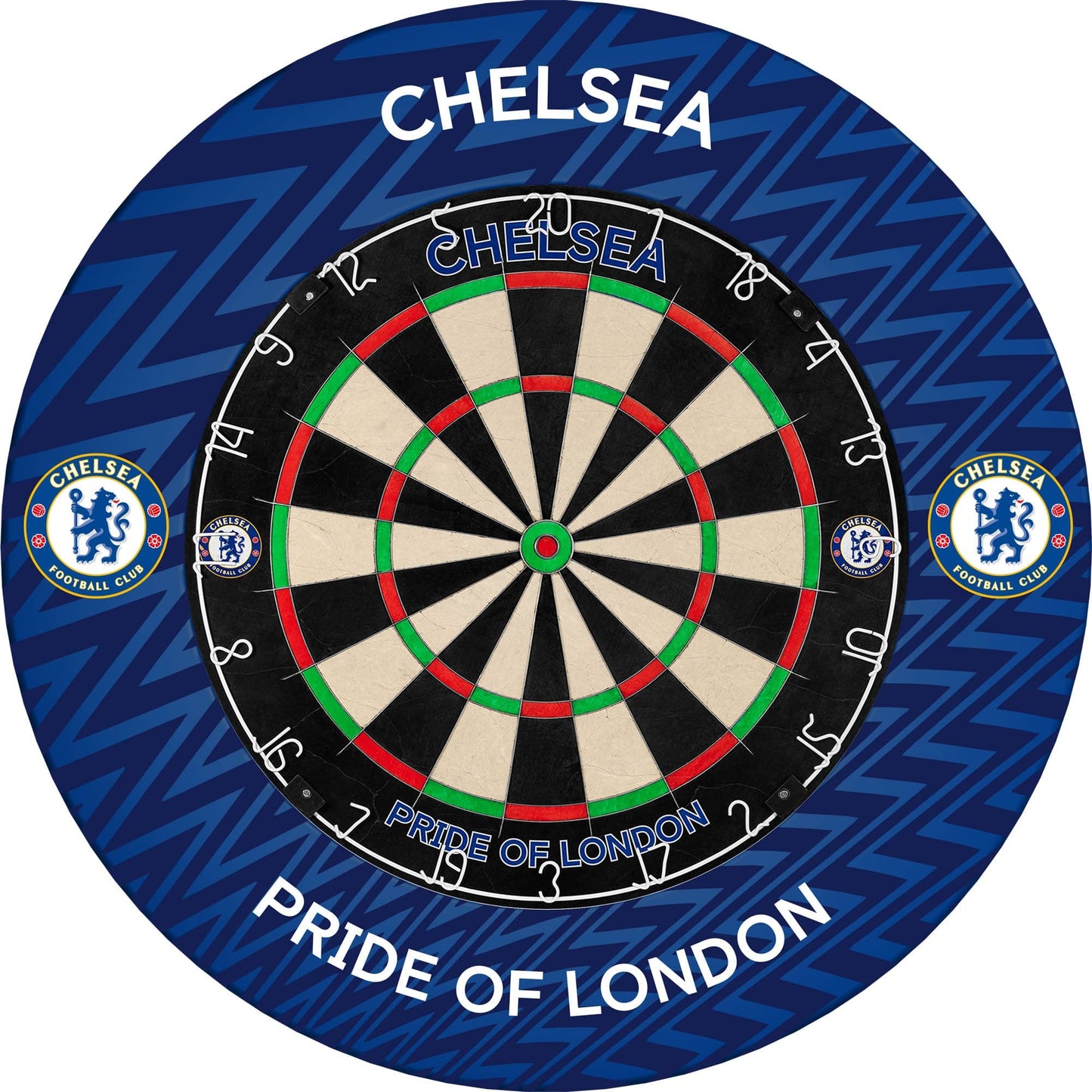 Chelsea Football Dartboard Surround - Official Licensed - Chelsea FC - S3 - ZigZag - White