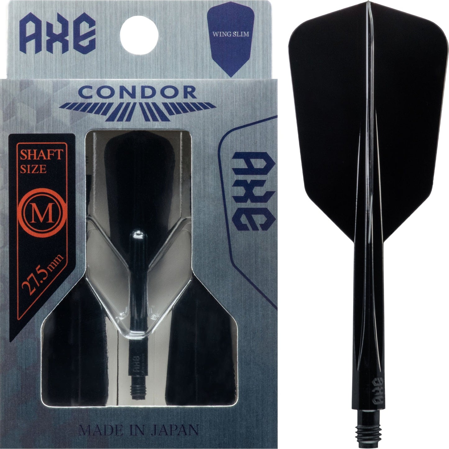 Condor AXE Dart Flights - Slim - Wing - Black Medium