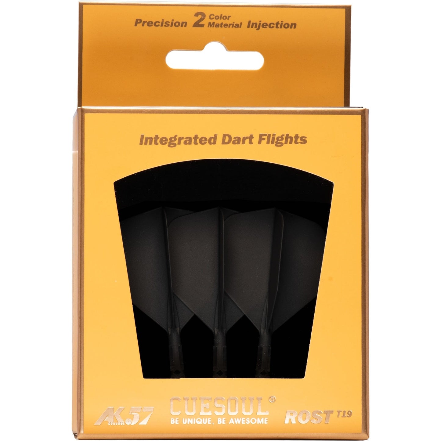 Cuesoul Rost T19 Integrated Dart Shaft and Flights - Big Wing - Clear with Black Flight