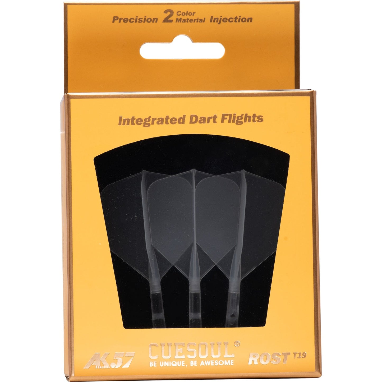 Cuesoul Rost T19 Integrated Dart Shaft and Flights - Big Wing - Clear with Clear Flight