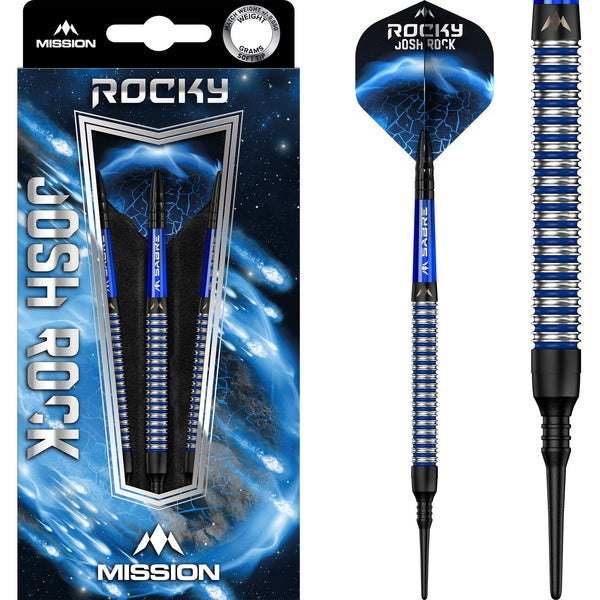Mission Josh Rock Darts v1 - Soft Tip - 95% - Rocky - Black & Blue - 18g
