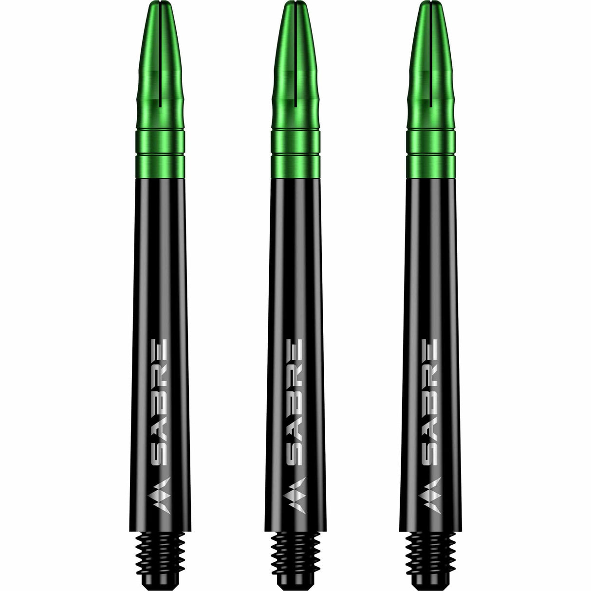 Mission Sabre Shafts - Polycarbonate Dart Stems - Black - Green Top Medium