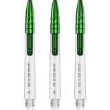 Mission Sabre Shafts - Polycarbonate Dart Stems - Clear - Green Top Medium