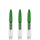 Mission Sabre Shafts - Polycarbonate Dart Stems - Clear - Green Top Short