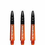 Mission Sabre Shafts - Polycarbonate Dart Stems - Orange - Black Top Short