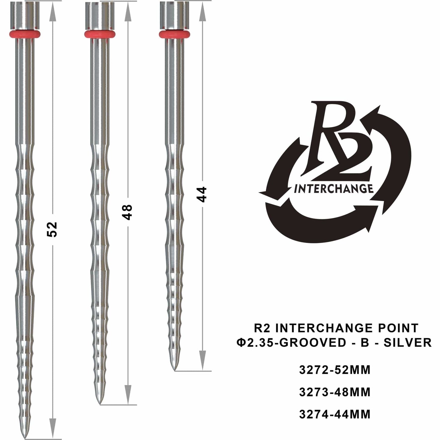 One80 R2 Interchange Points (2.35mm) - Grooved - B - Silver