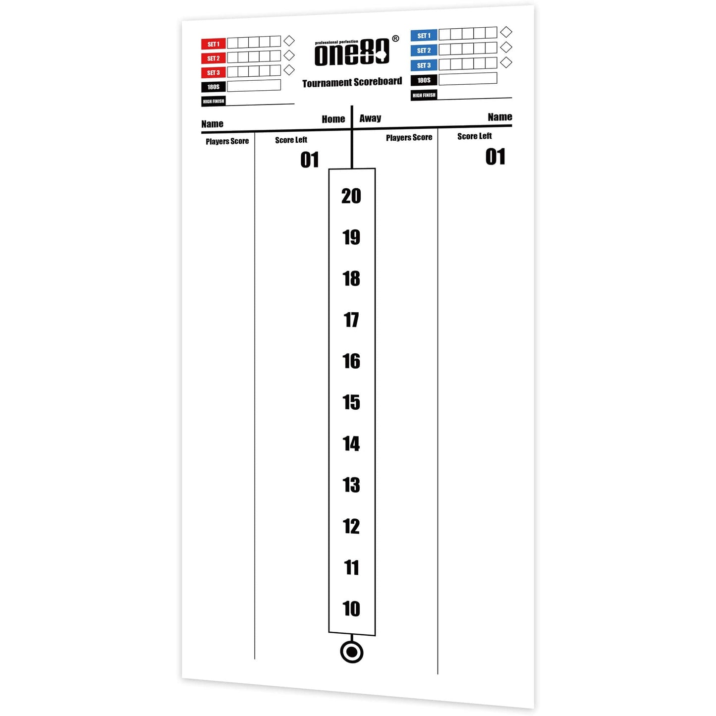 One80 Tournament Scoreboard - Marker Board - Dry Wipe - 60x30cm - Whiteboard