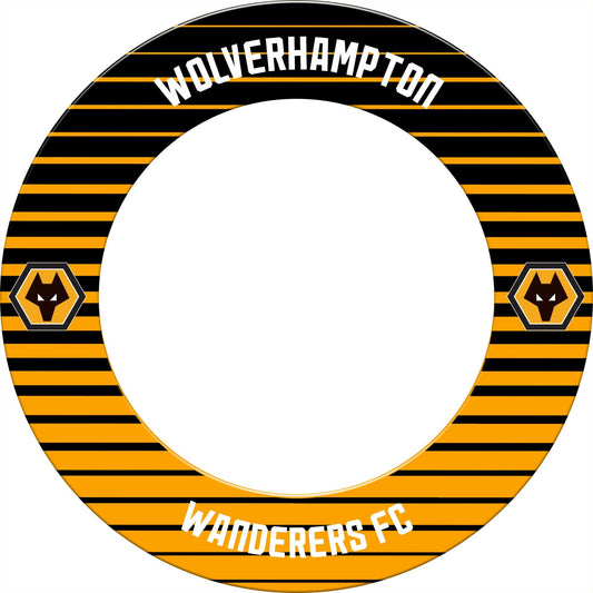 Wolverhampton Wanderers FC Dartboard Surround - Official Licensed - Wolves - S3 - Black - Stripe