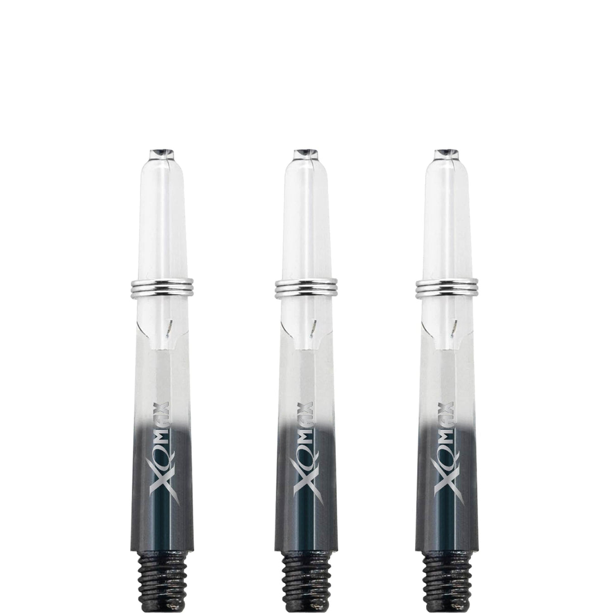 XQMax Gradient Polycarbonate Dart Shafts - with Logo - includes Springs - Transparent & Black Short