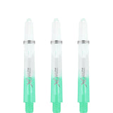 XQMax Gradient Polycarbonate Dart Shafts - with Logo - includes Springs - Transparent & Green Tweenie