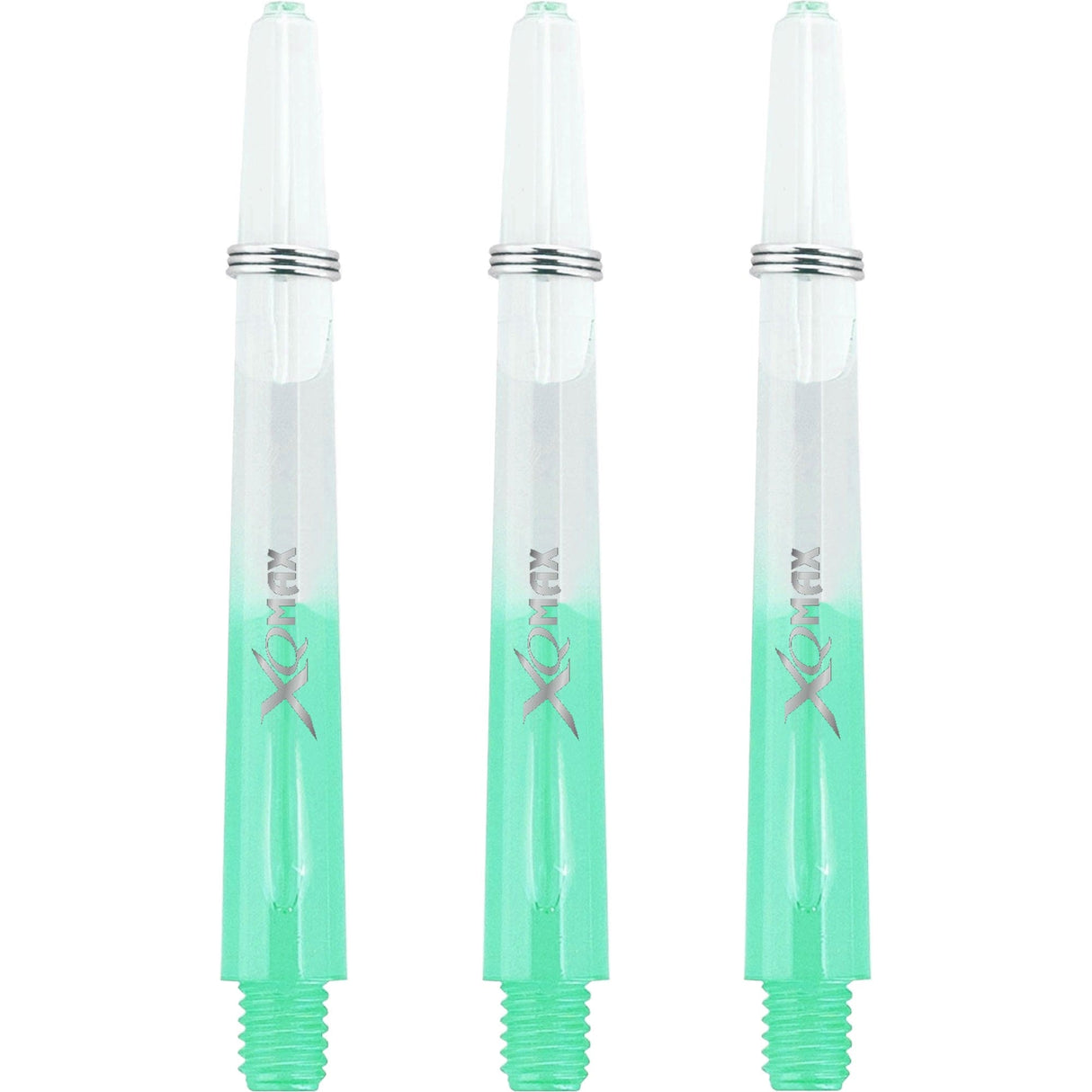 XQMax Gradient Polycarbonate Dart Shafts - with Logo - includes Springs - Transparent & Green Medium