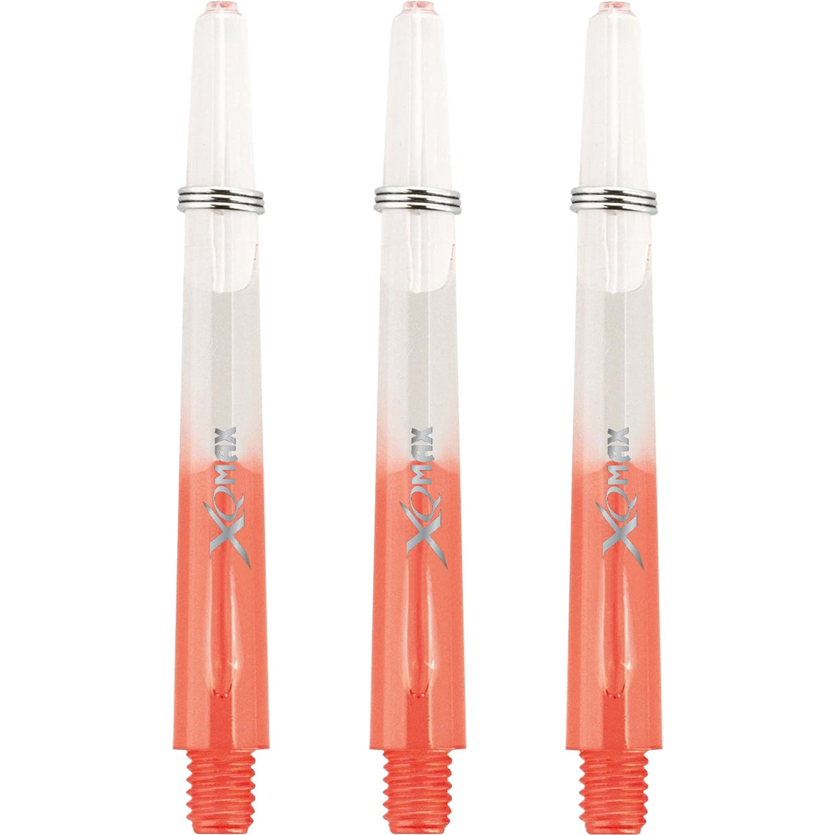 XQMax Gradient Polycarbonate Dart Shafts - with Logo - includes Springs - Transparent & Red Medium