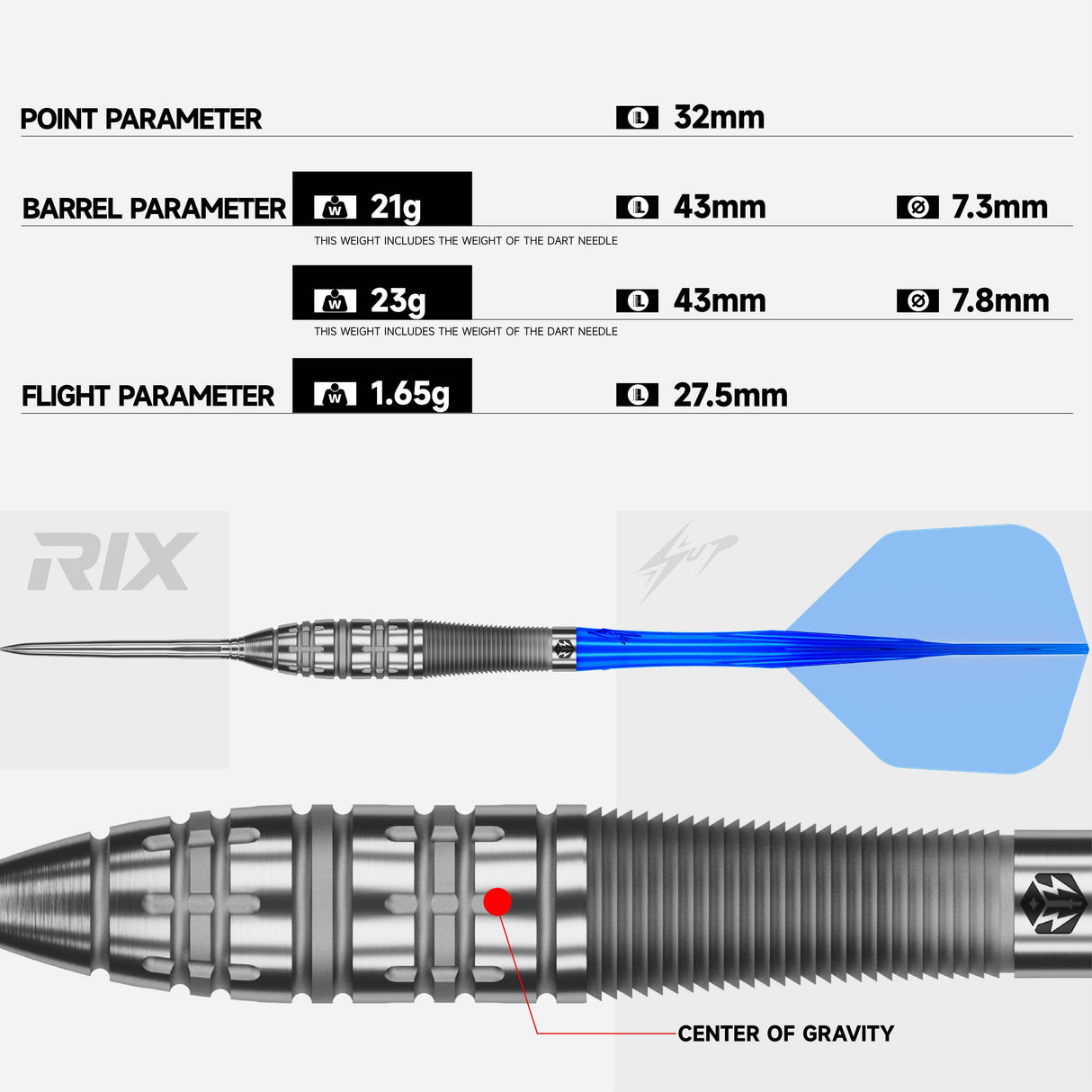 Caliburn Rix Darts - Steel Tip - 90% Tungsten - R5
