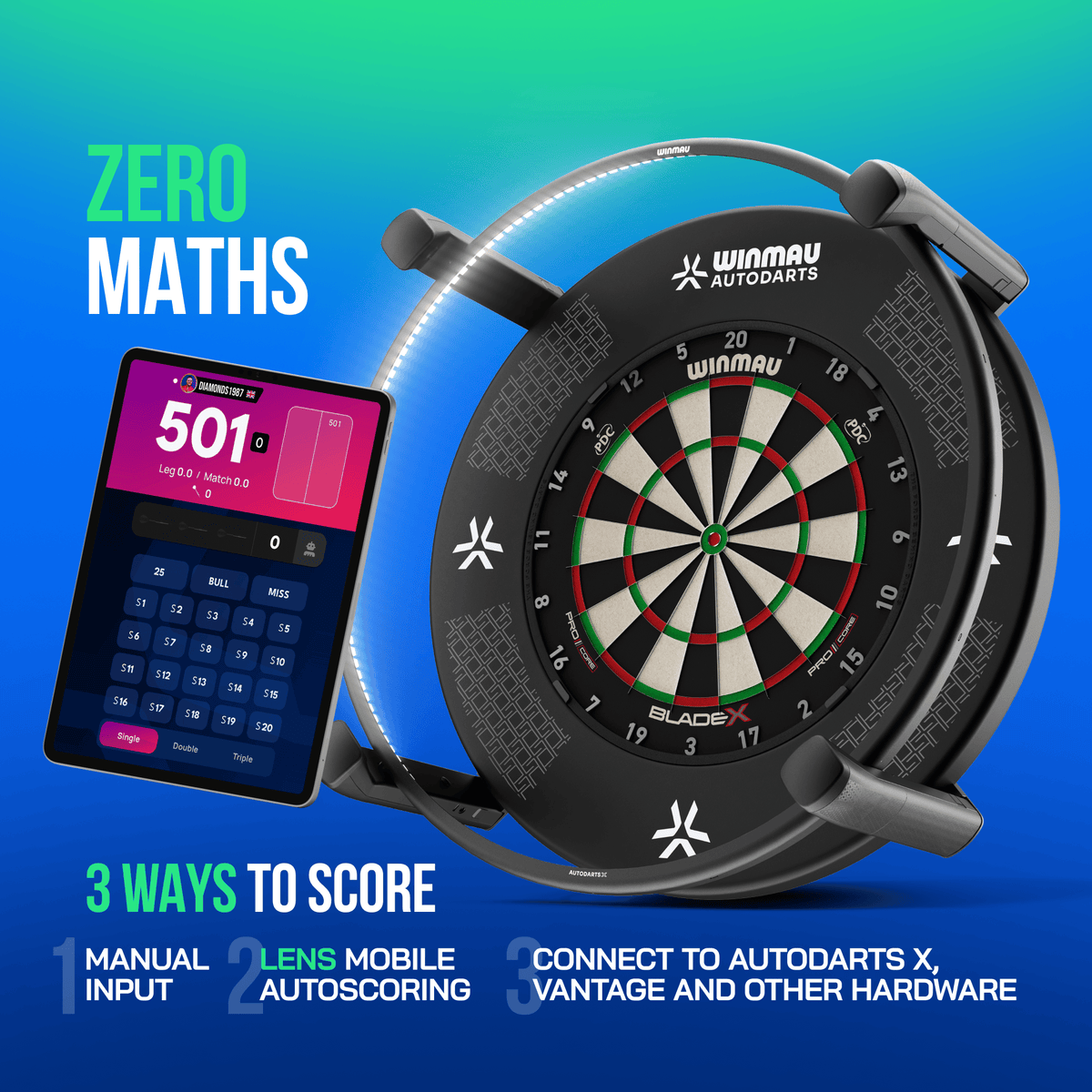 Winmau Autodarts Tripod Bundle - Travel Stand & 12 Month Lens Subscription