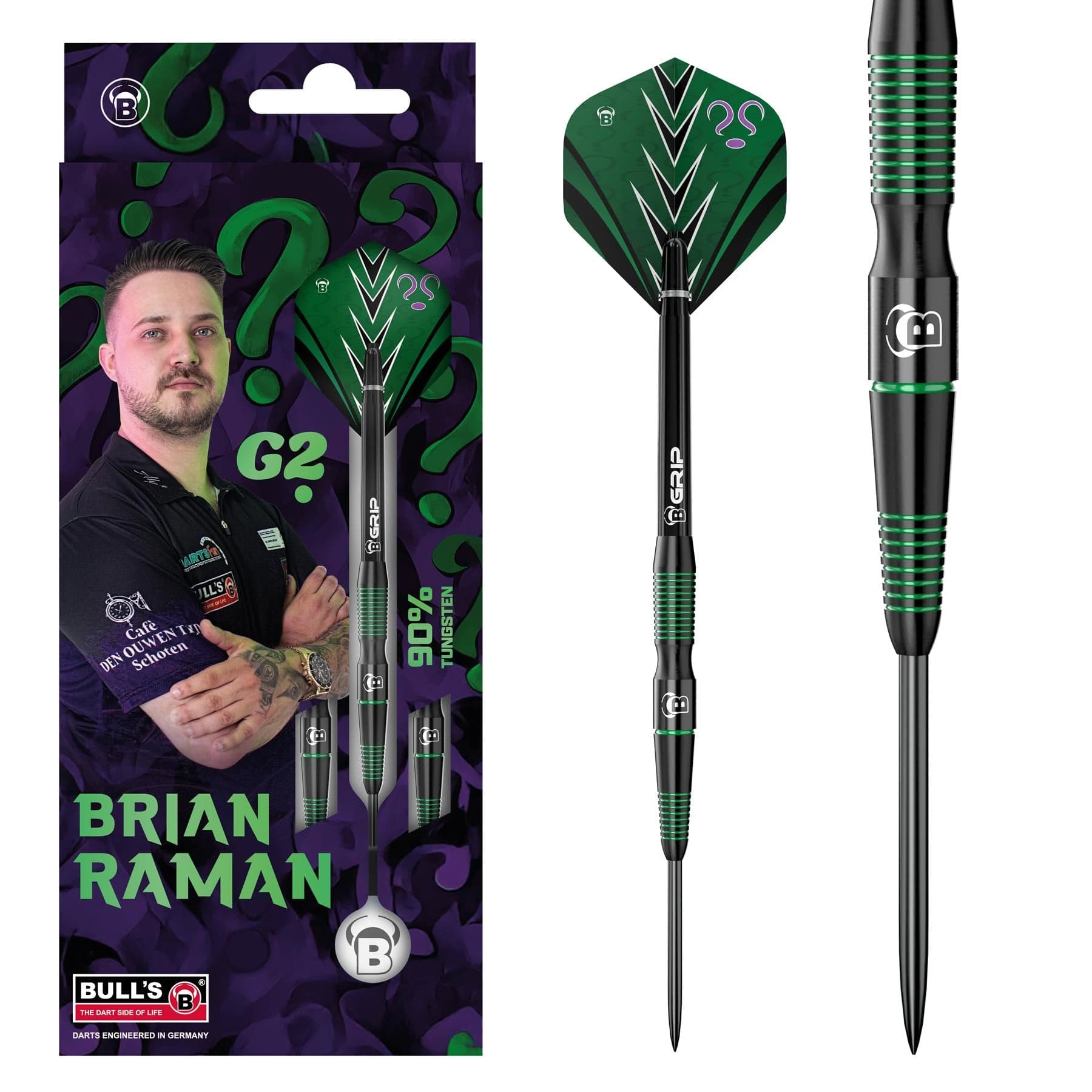 BULL'S Brian Raman Darts - Steel Tip - 90% Tungsten - G2
