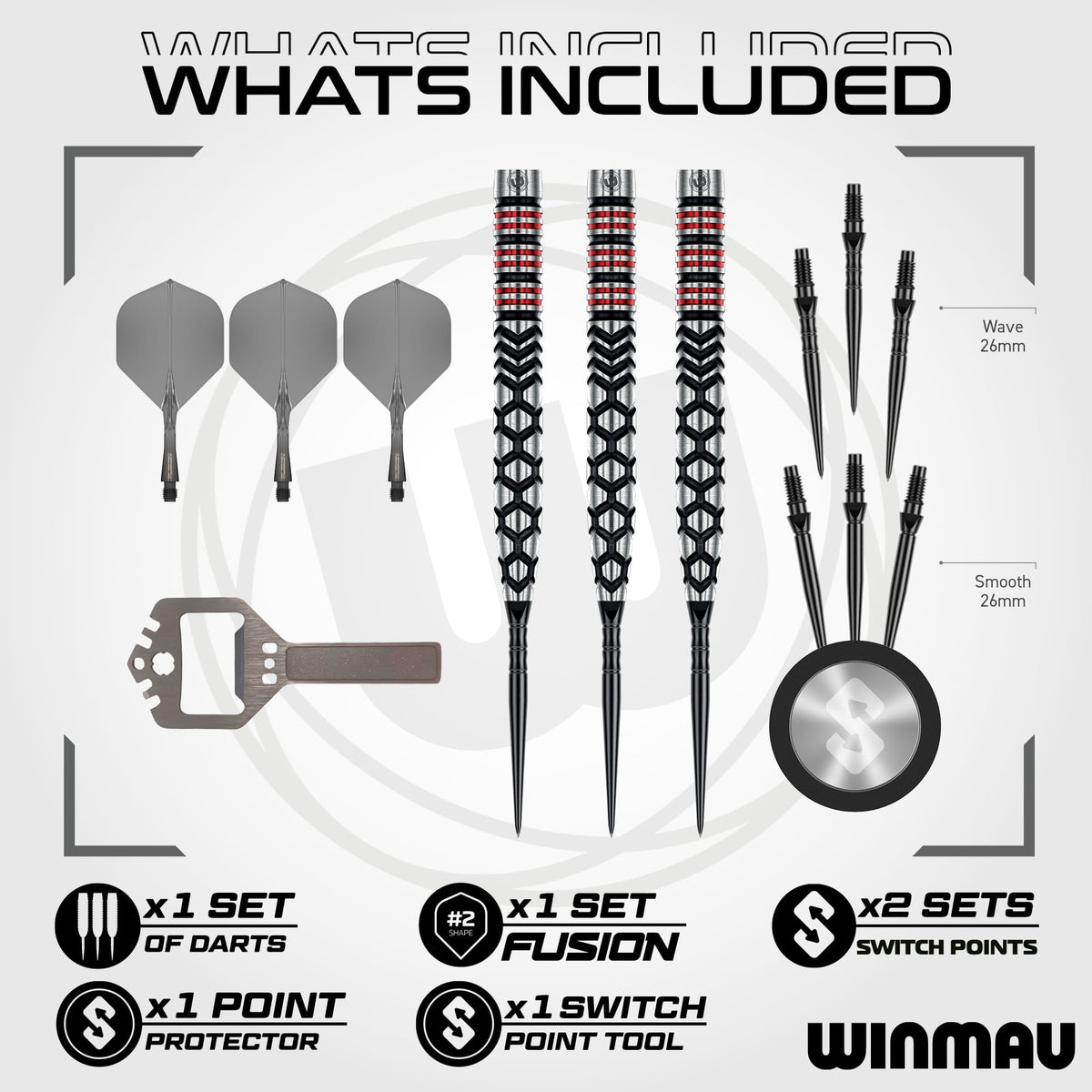 Winmau Fornax Switch Darts - Steel Tip - 90% Tungsten - Tapered
