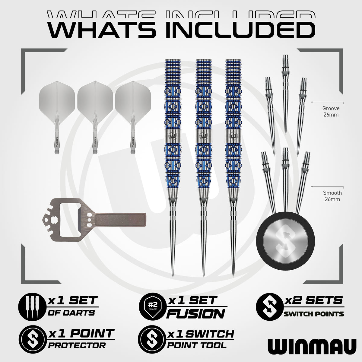 Winmau Lunaris Switch Darts - Steel Tip - 90% Tungsten - Tapered