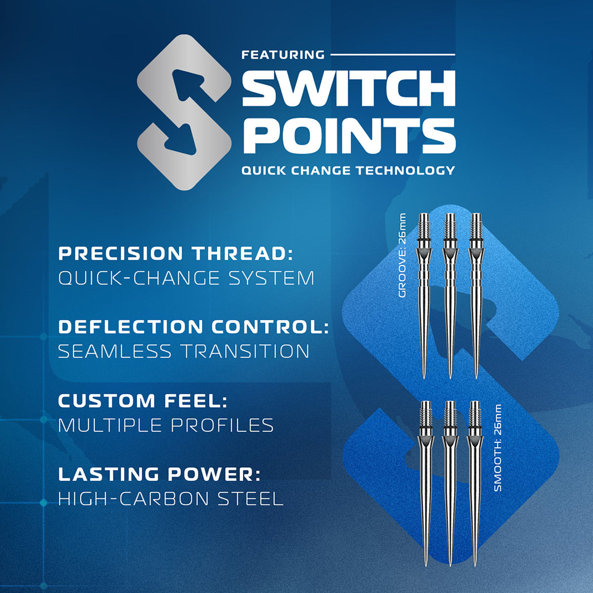 Winmau Lunaris Switch Darts - Steel Tip - 90% Tungsten - Tapered