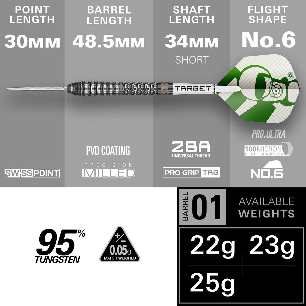Target Charlie Manby Darts - Steel Tip - 95% Tungsten